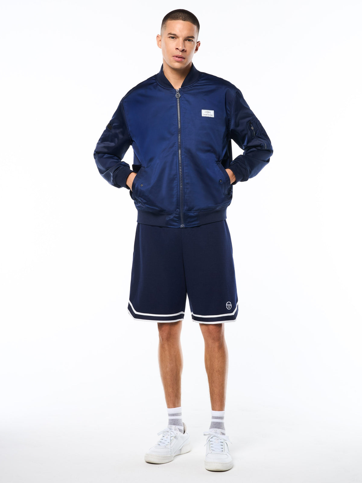 Piano Bomber Jacket-Maritime Blue