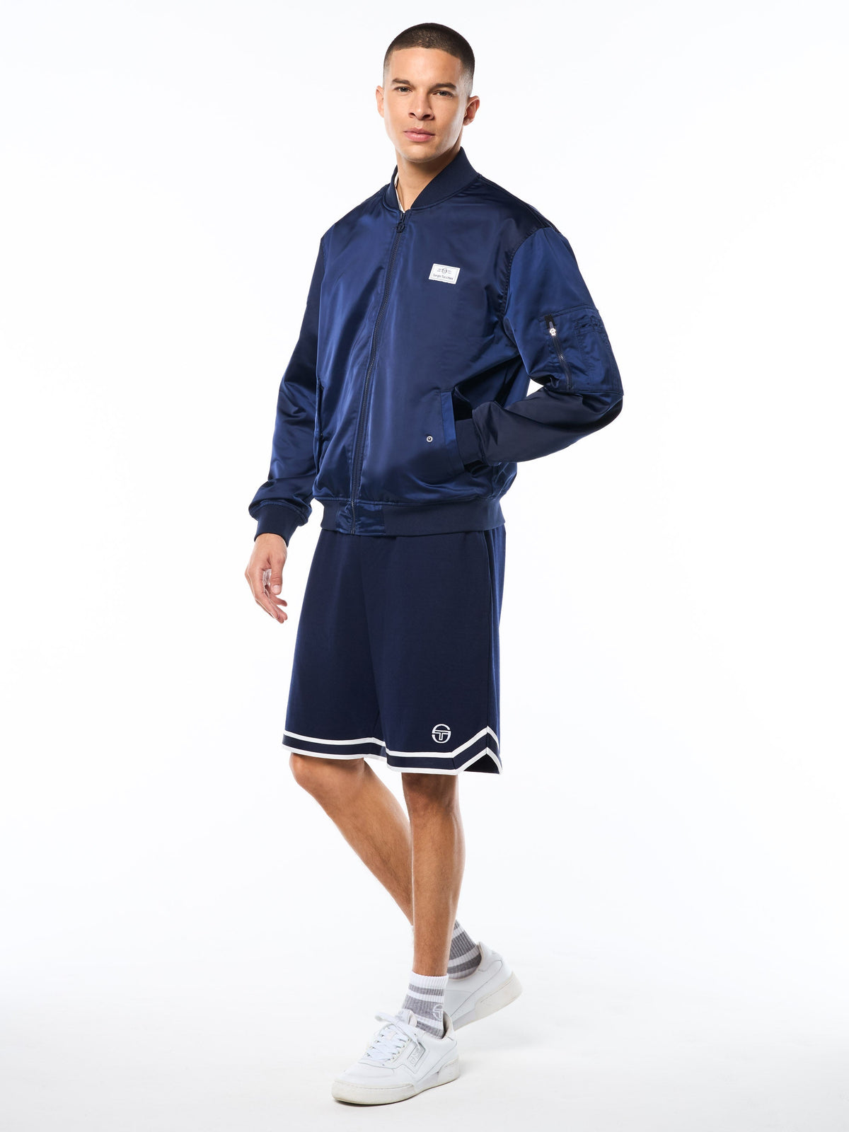 Piano Bomber Jacket-Maritime Blue