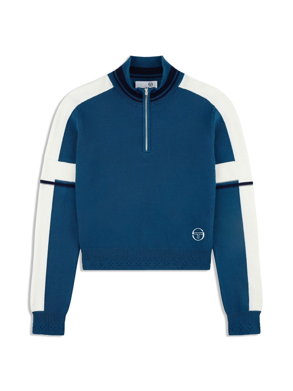 Nota Knit Quarter Zip- Mykonos Blue