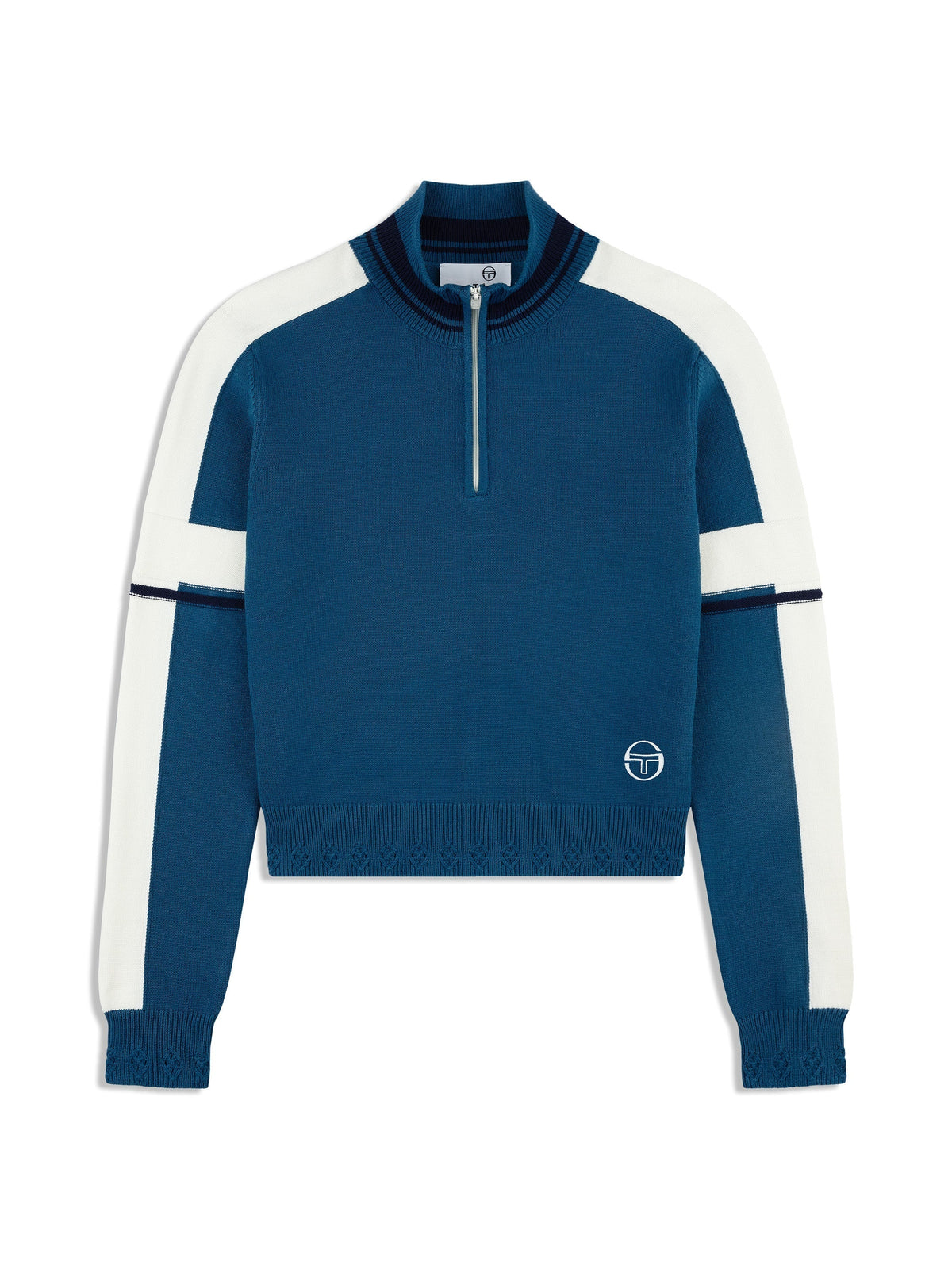 Nota Knit Quarter Zip- Mykonos Blue