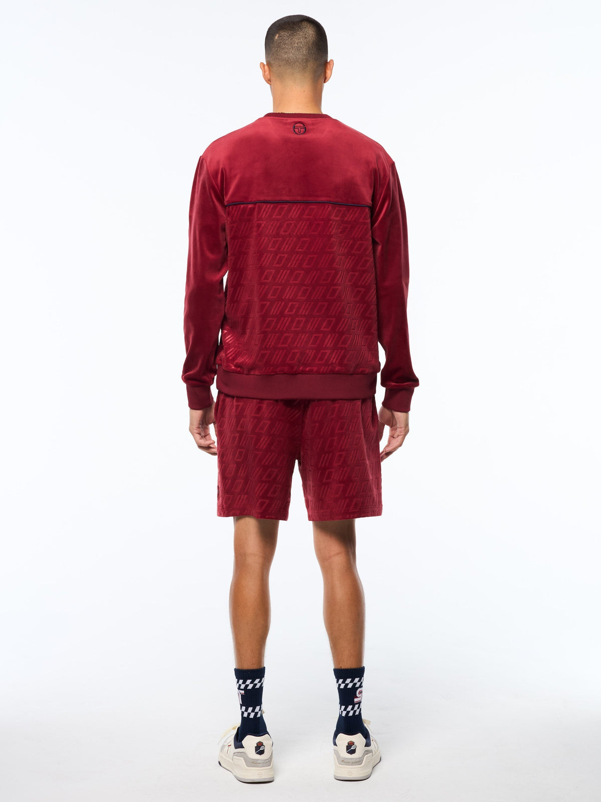 Bandiera Debossed Velour Crewneck-Rhubarb