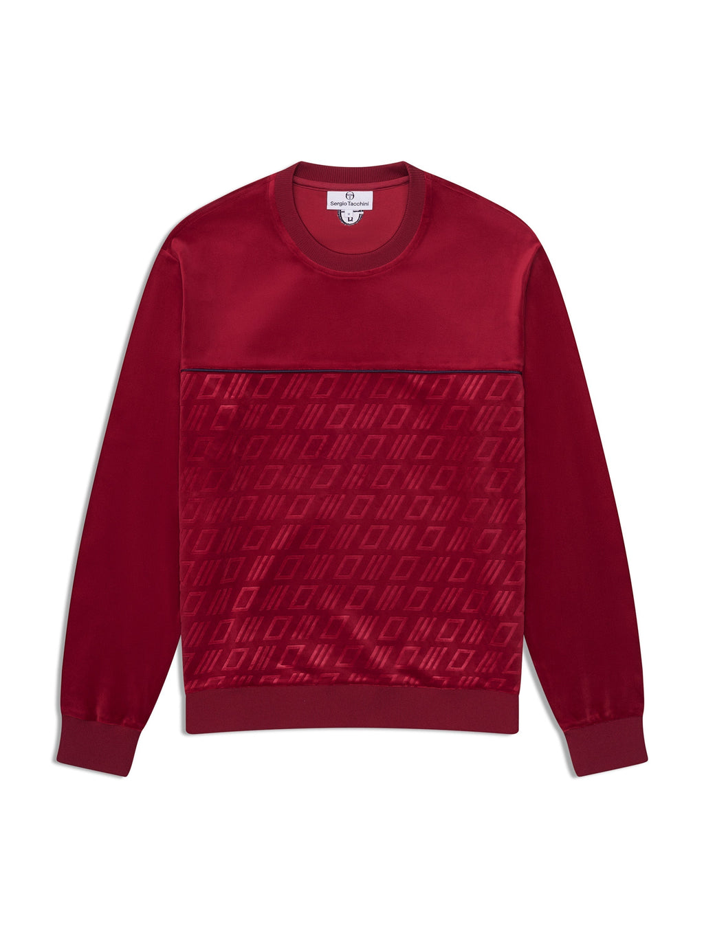 Bandiera Debossed Velour Crewneck-Rhubarb