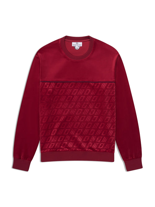 Bandiera Debossed Velour Crewneck-Rhubarb