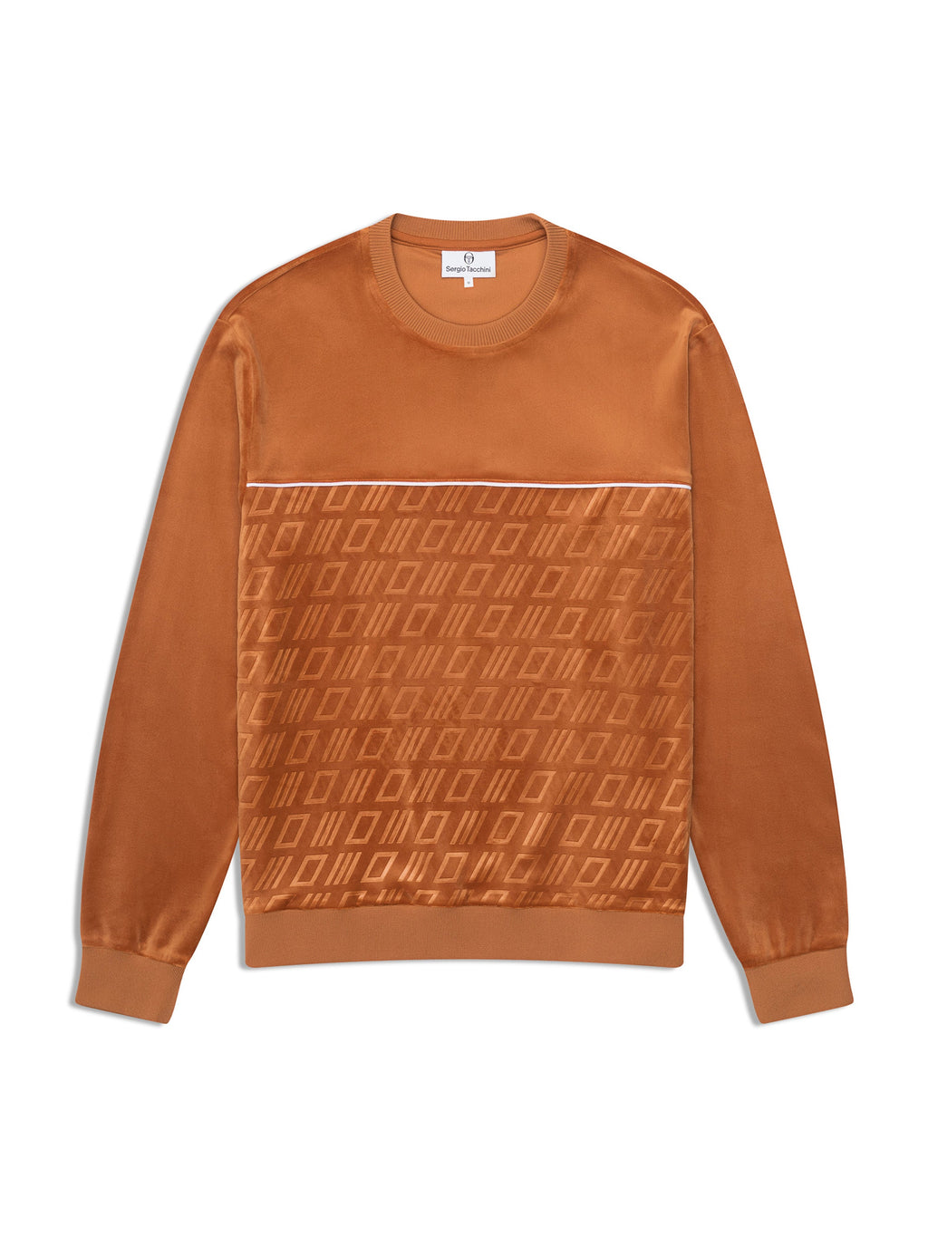 Bandiera Debossed Velour Crewneck-Sugar Almond