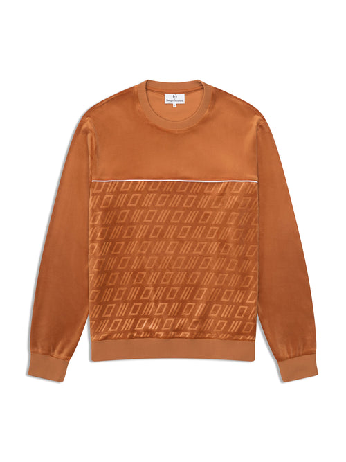 Bandiera Debossed Velour Crewneck-Sugar Almond