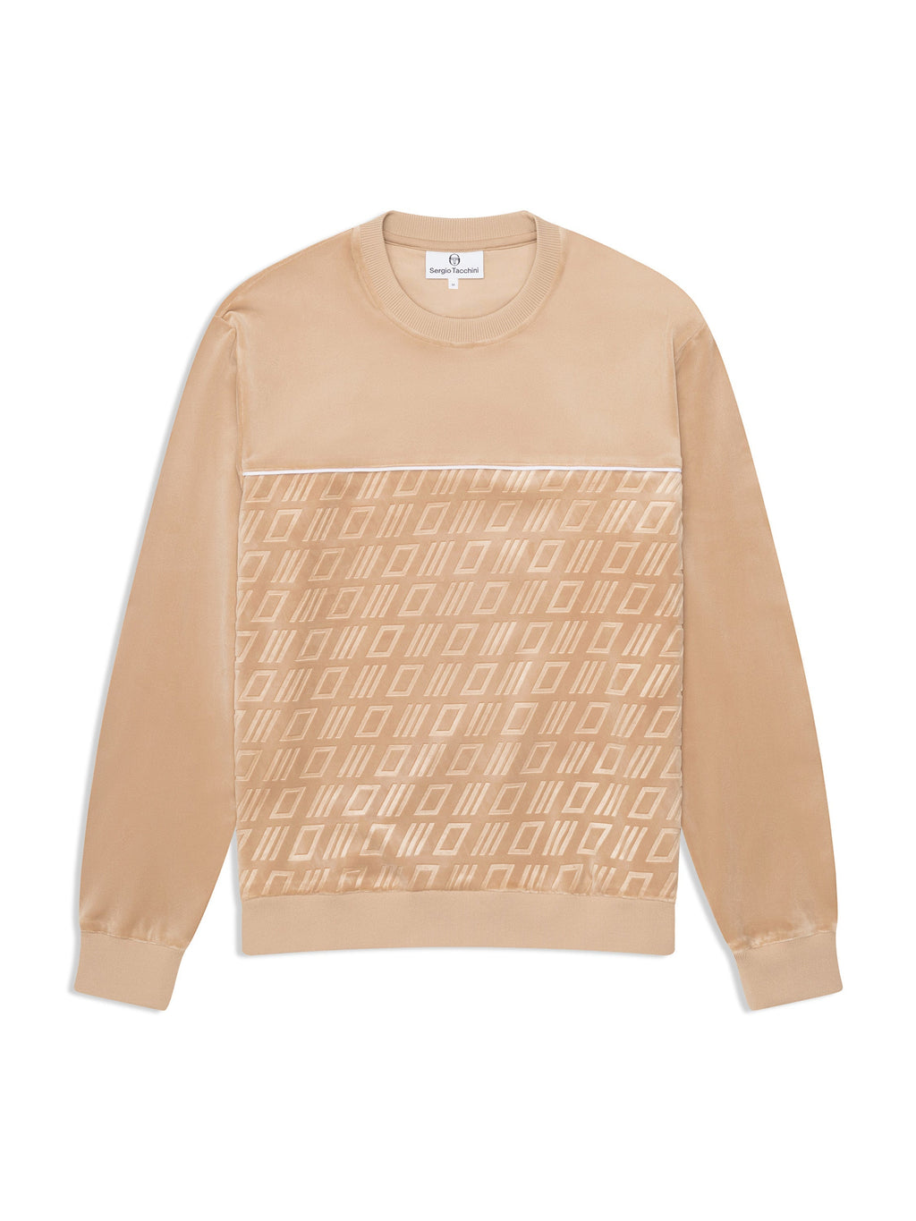 Bandiera Debossed Velour Crewneck-Humus