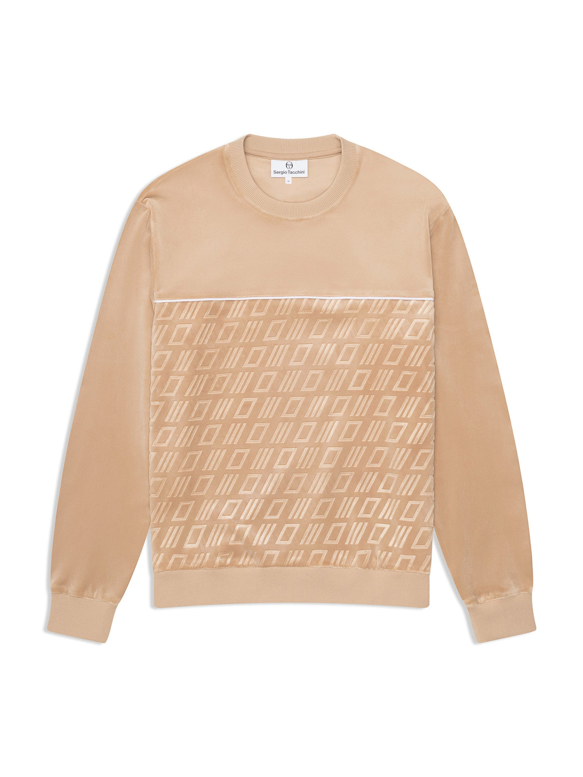 Bandiera Debossed Velour Crewneck-Humus