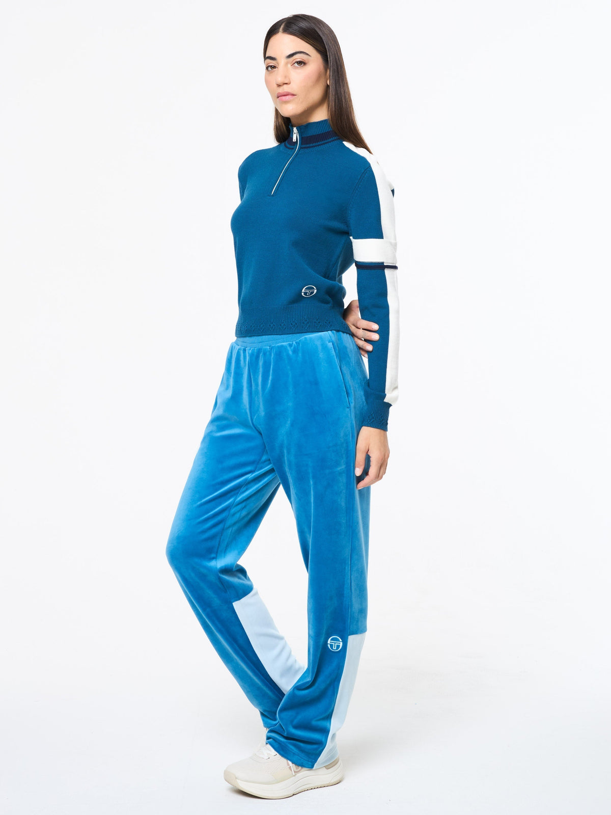 Nota Knit Quarter Zip- Mykonos Blue