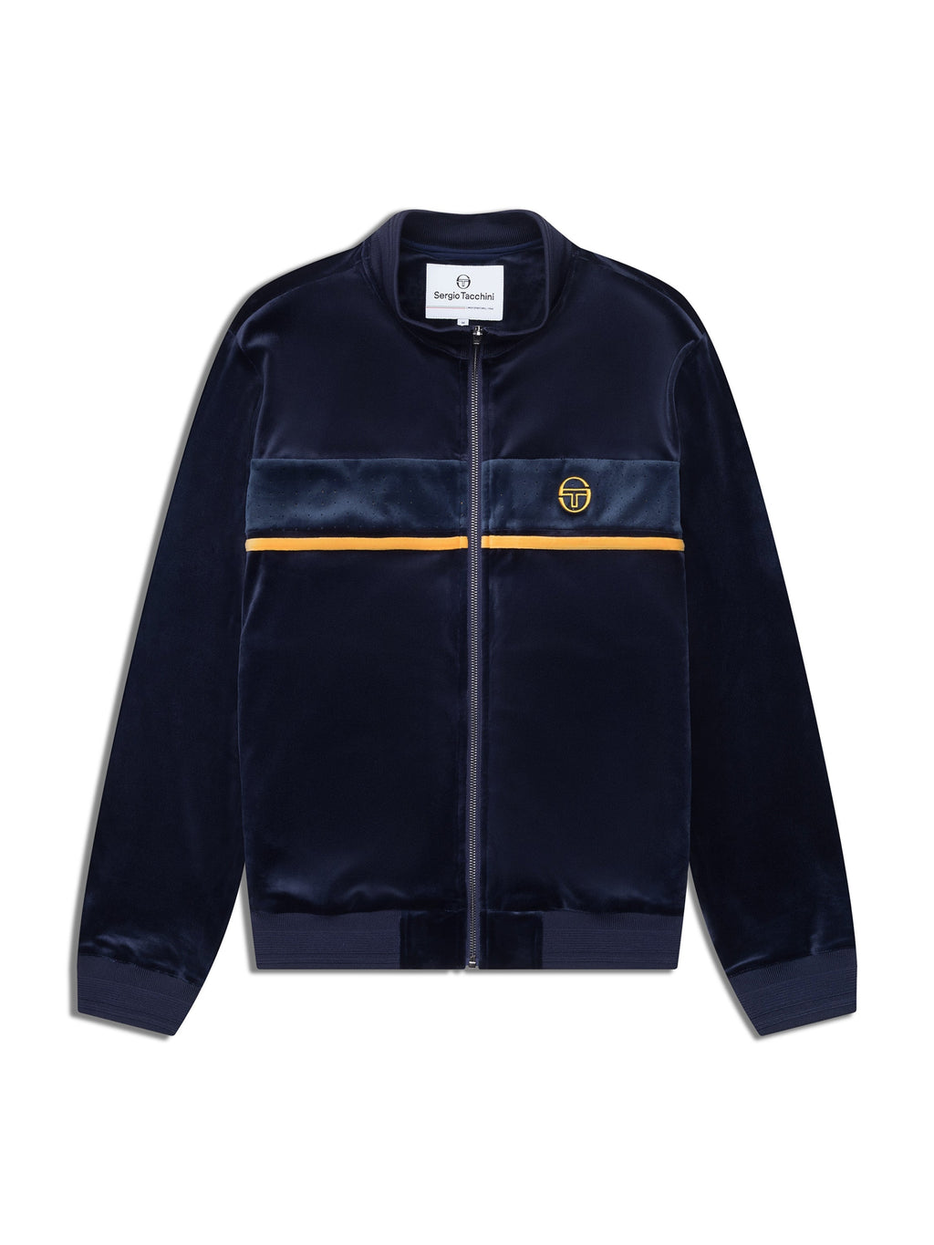 Forato Velour Track Jacket-Maritime Blue
