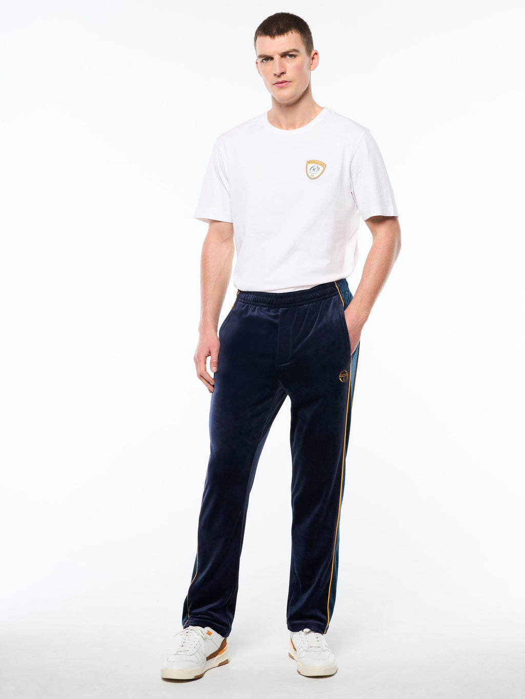 Forato Velour Track Pant-Maritime Blue