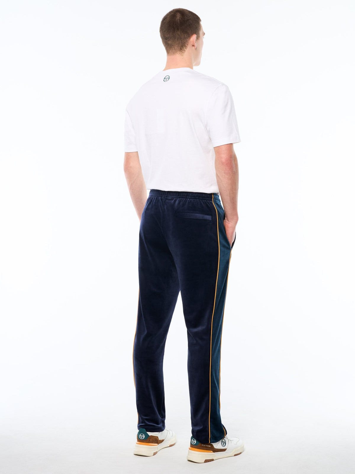 Forato Velour Track Pant-Maritime Blue