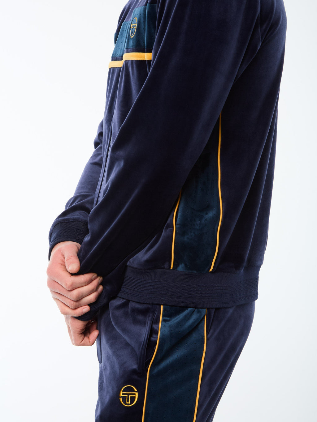 Forato Velour Track Jacket-Maritime Blue