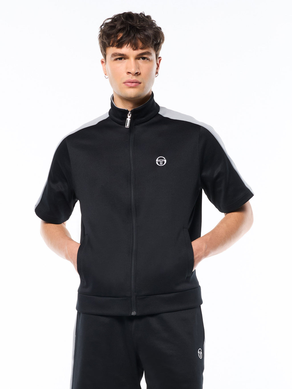 Viscotti Short Sleeve Track Jacket-Black Beauty