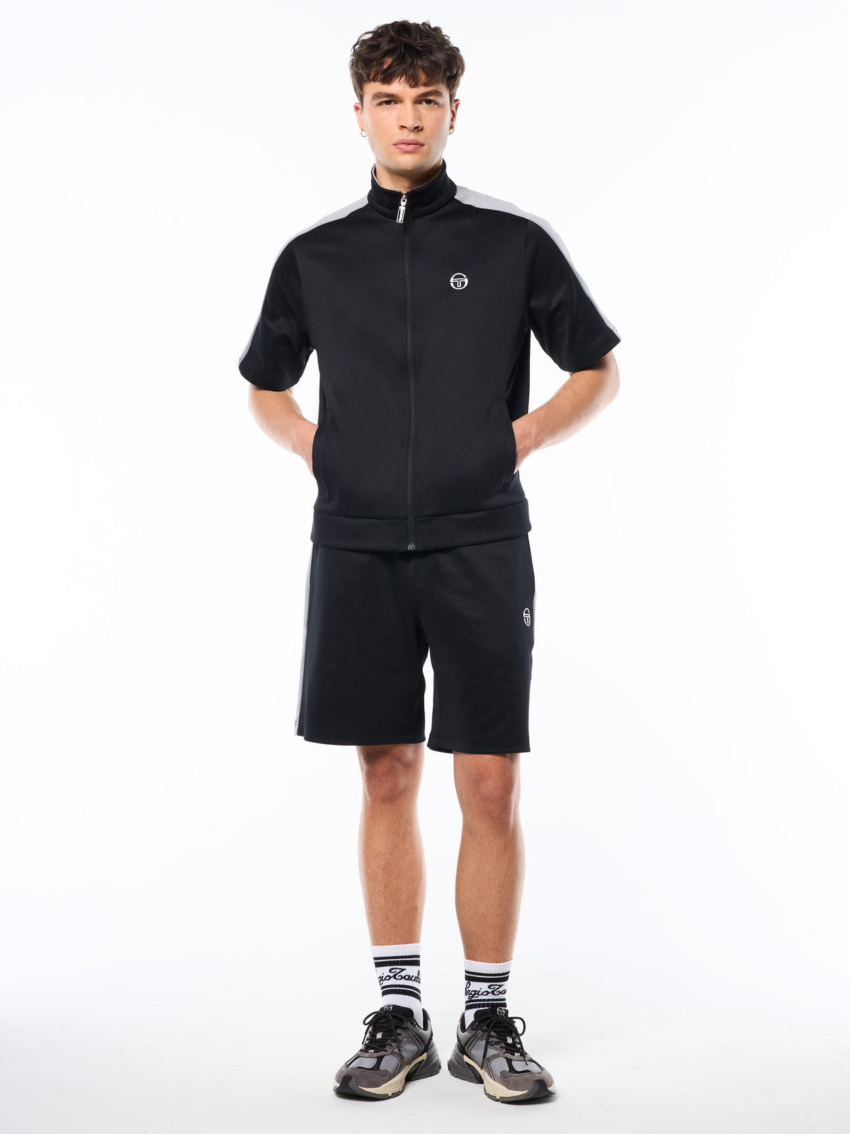 Viscotti Short Sleeve Track Jacket-Black Beauty