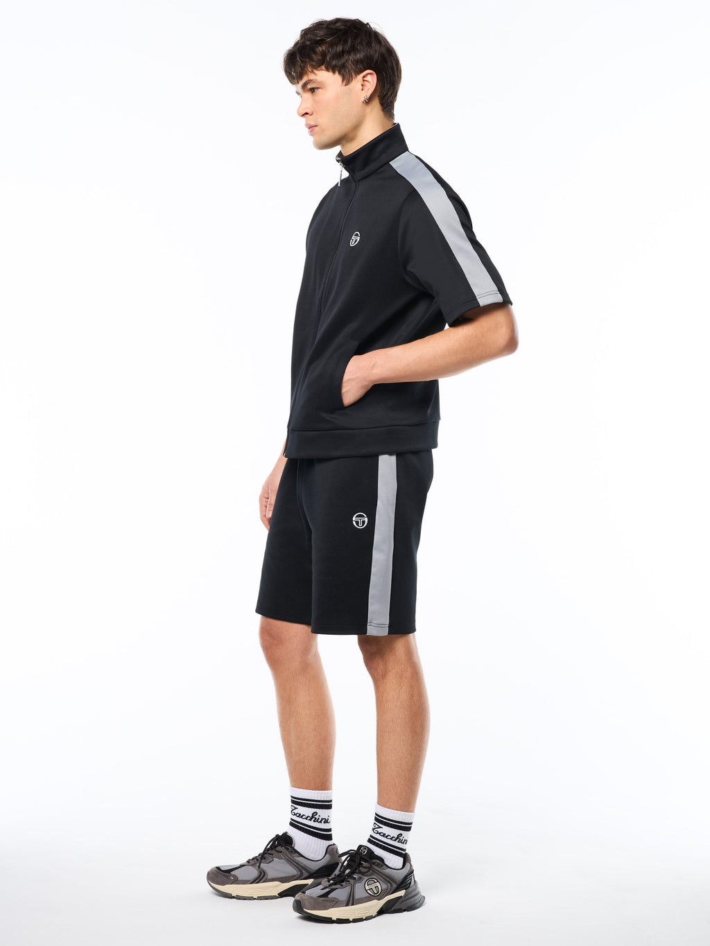 Viscotti Short Sleeve Track Jacket-Black Beauty