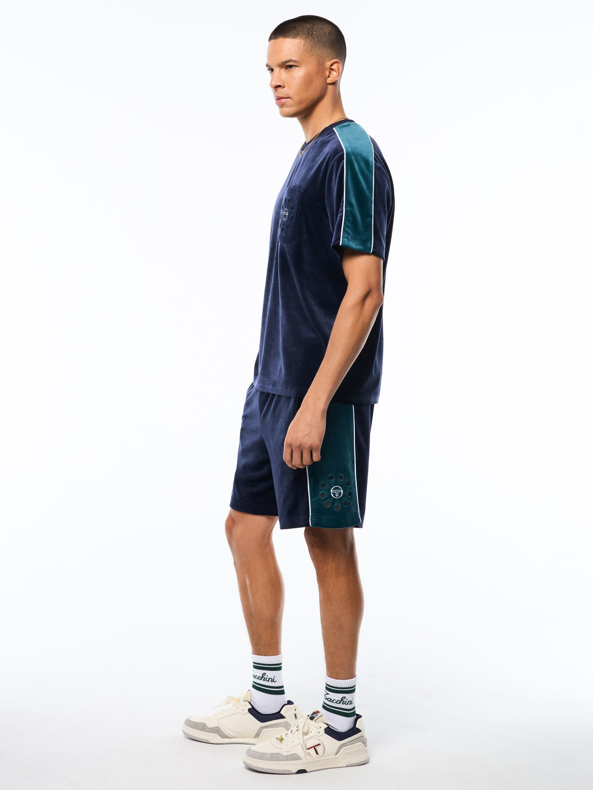 Cresta Velour Pocket T-Shirt-Maritime Blue