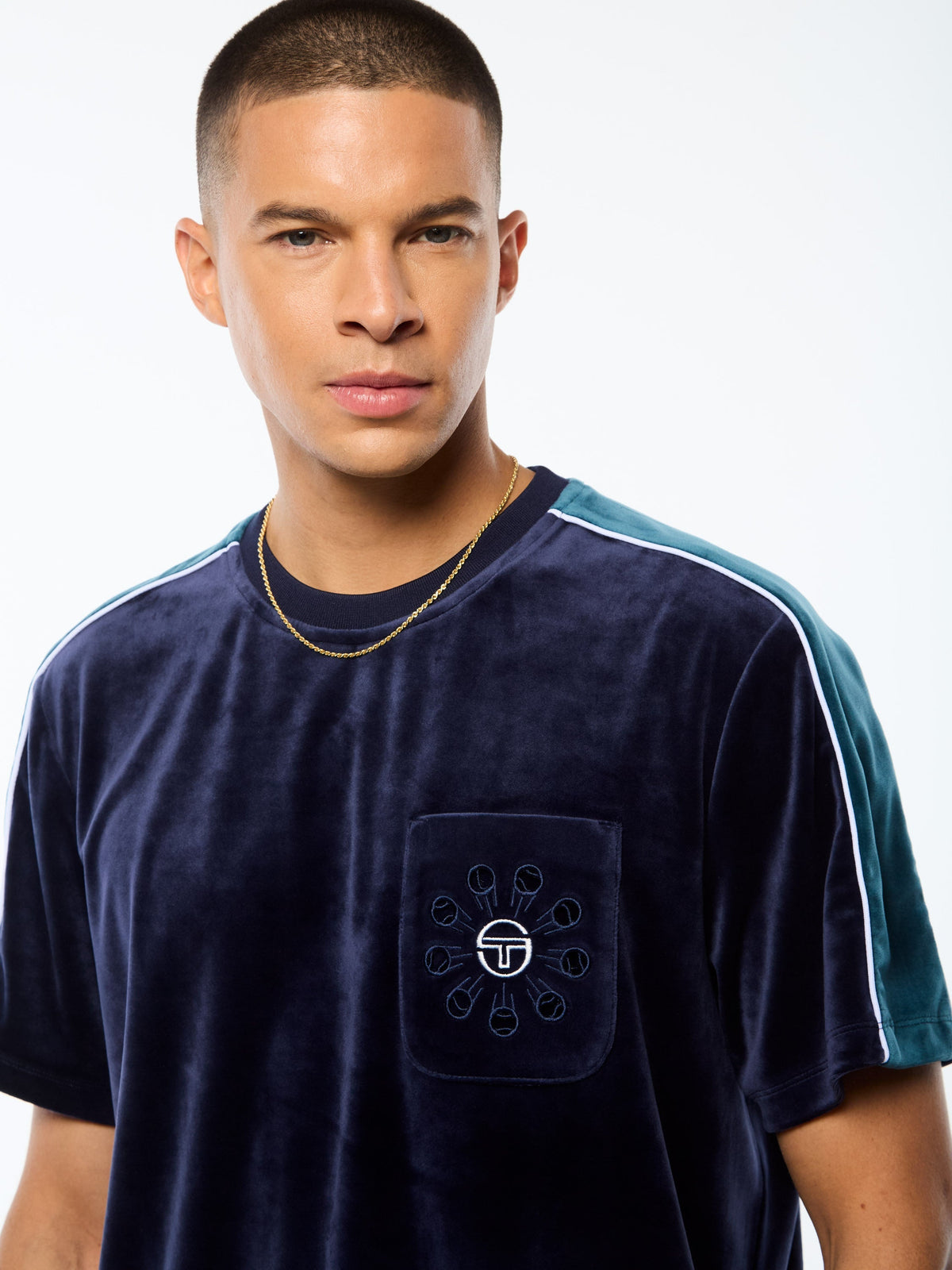 Cresta Velour Pocket T-Shirt-Maritime Blue