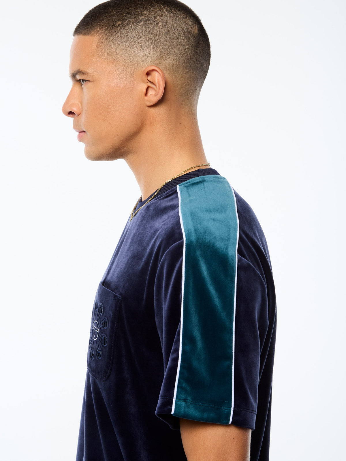 Cresta Velour Pocket T-Shirt-Maritime Blue