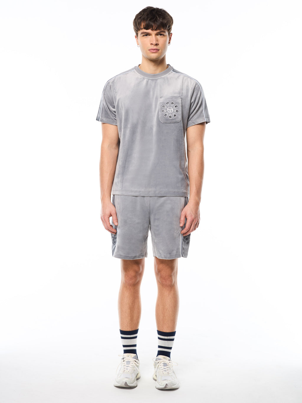 Cresta Velour Pocket T-Shirt-Sleet