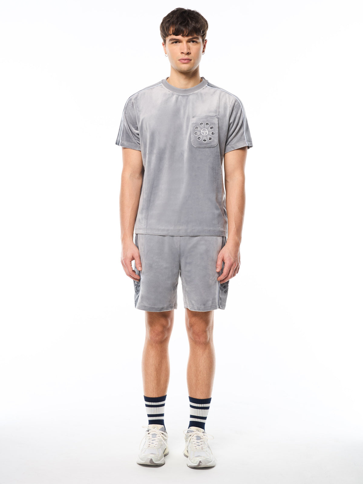 Cresta Velour Pocket T-Shirt-Sleet