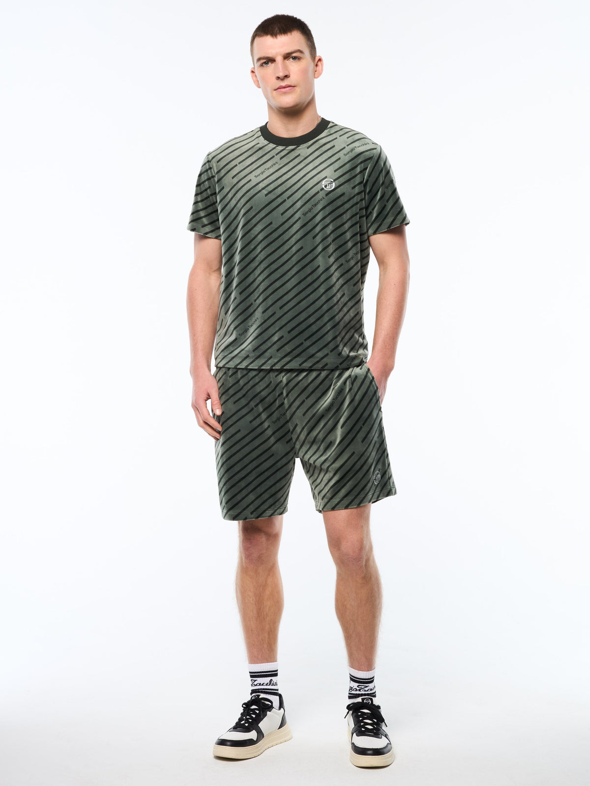 Obliquo Velour T-Shirt-Agave Green