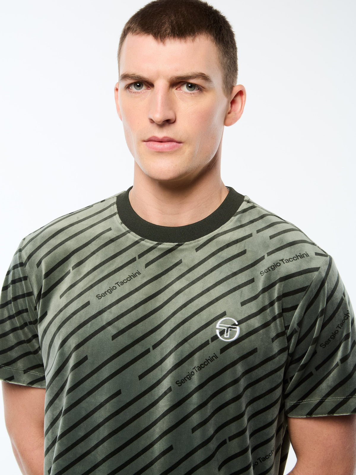 Obliquo Velour T-Shirt-Agave Green