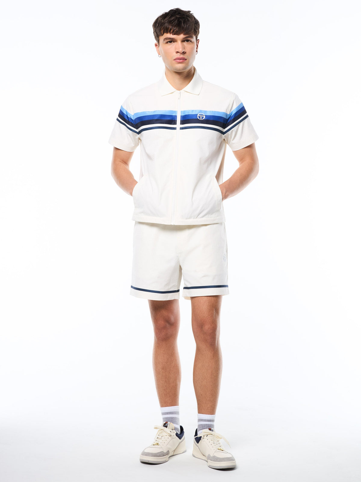 Striscia Short Sleeve Track Jacket-Gardenia