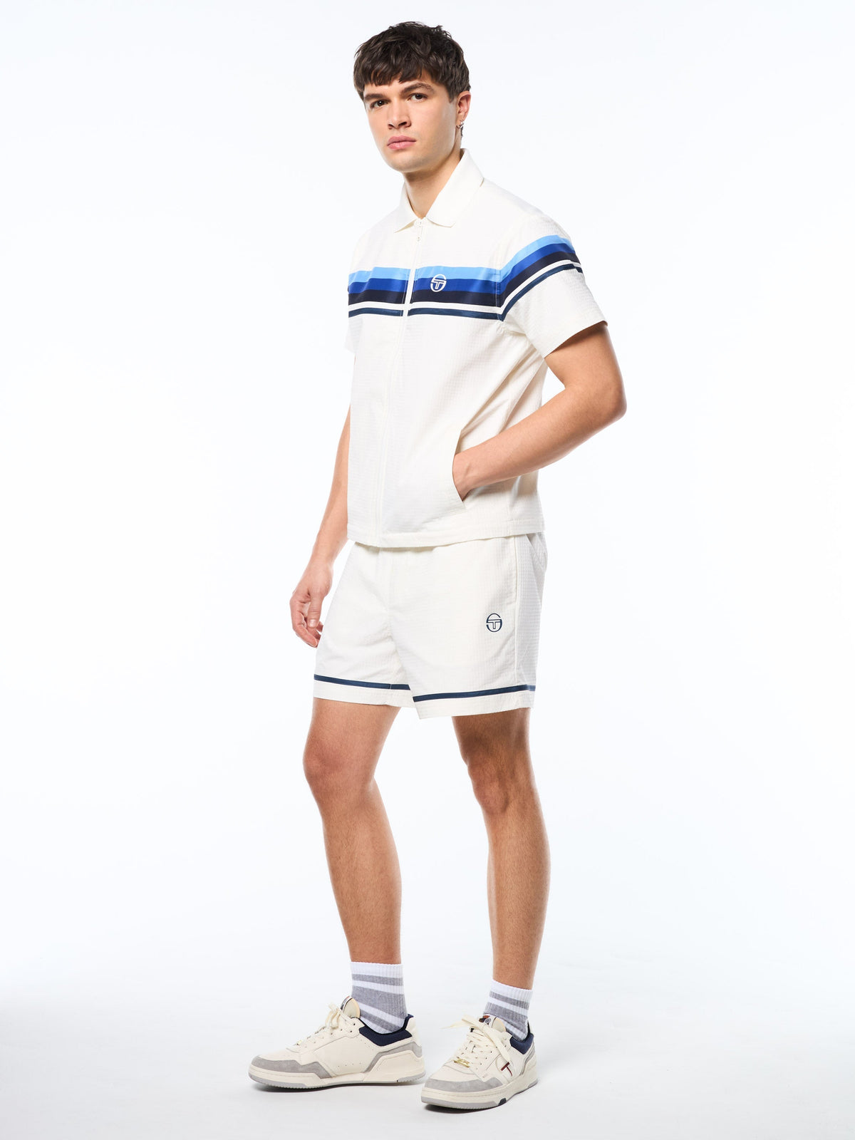 Striscia Short Sleeve Track Jacket-Gardenia