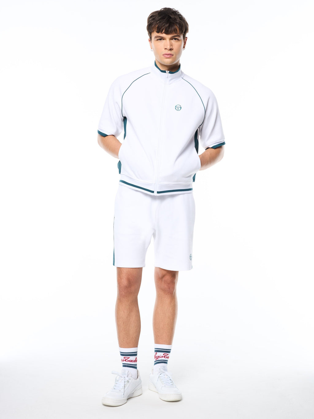 Pannello Short Sleeve Track Jacket-Brilliant White