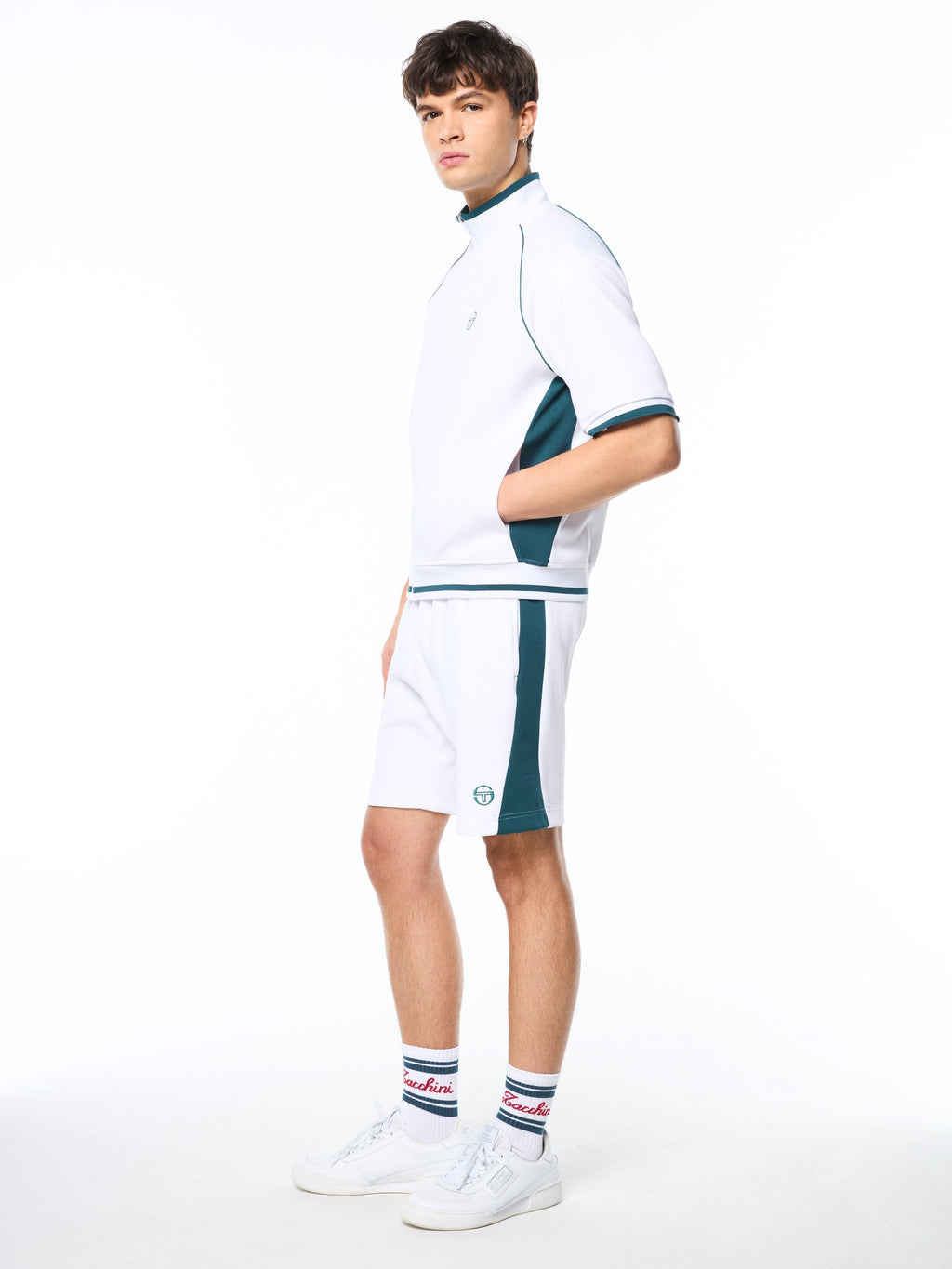 Pannello Short Sleeve Track Jacket-Brilliant White