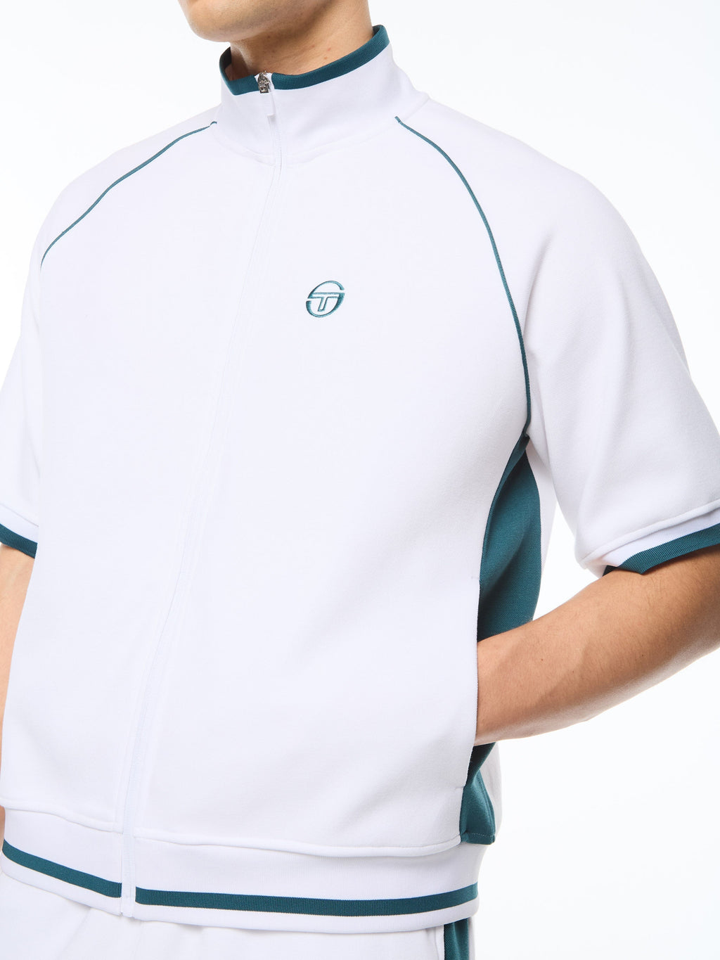 Pannello Short Sleeve Track Jacket-Brilliant White