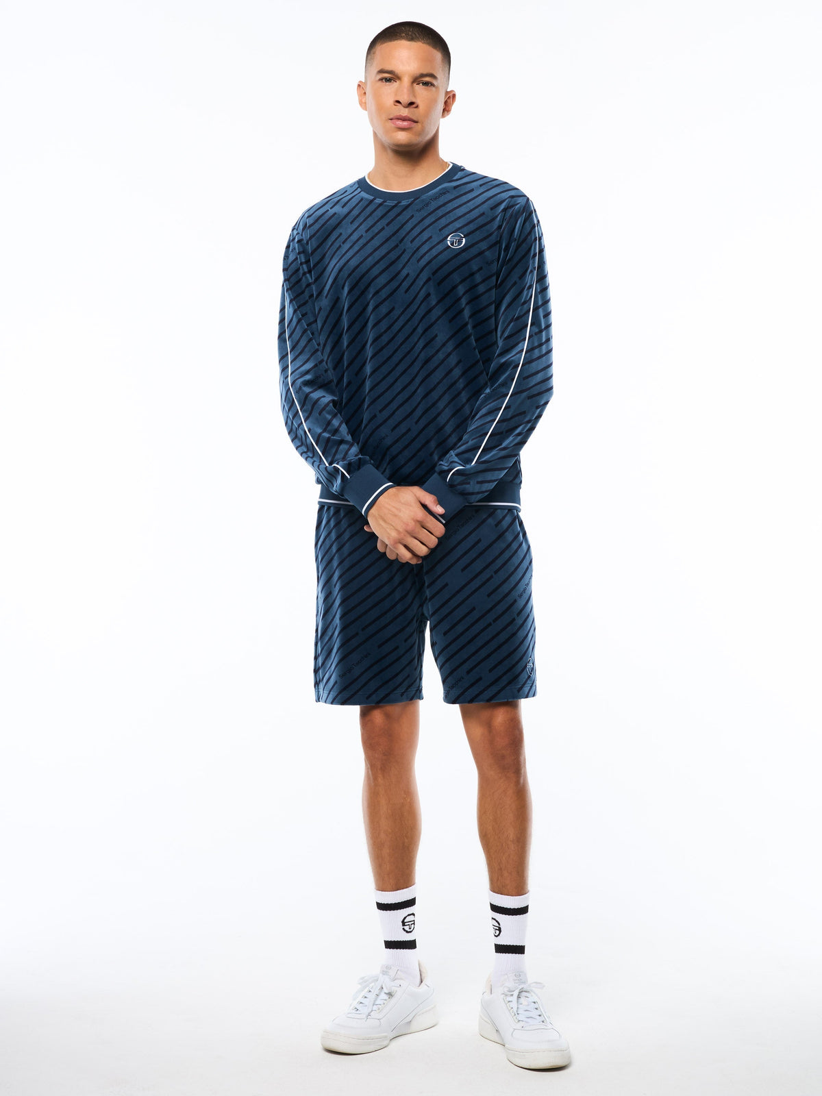 Obliquo Velour Crewneck-Key Largo