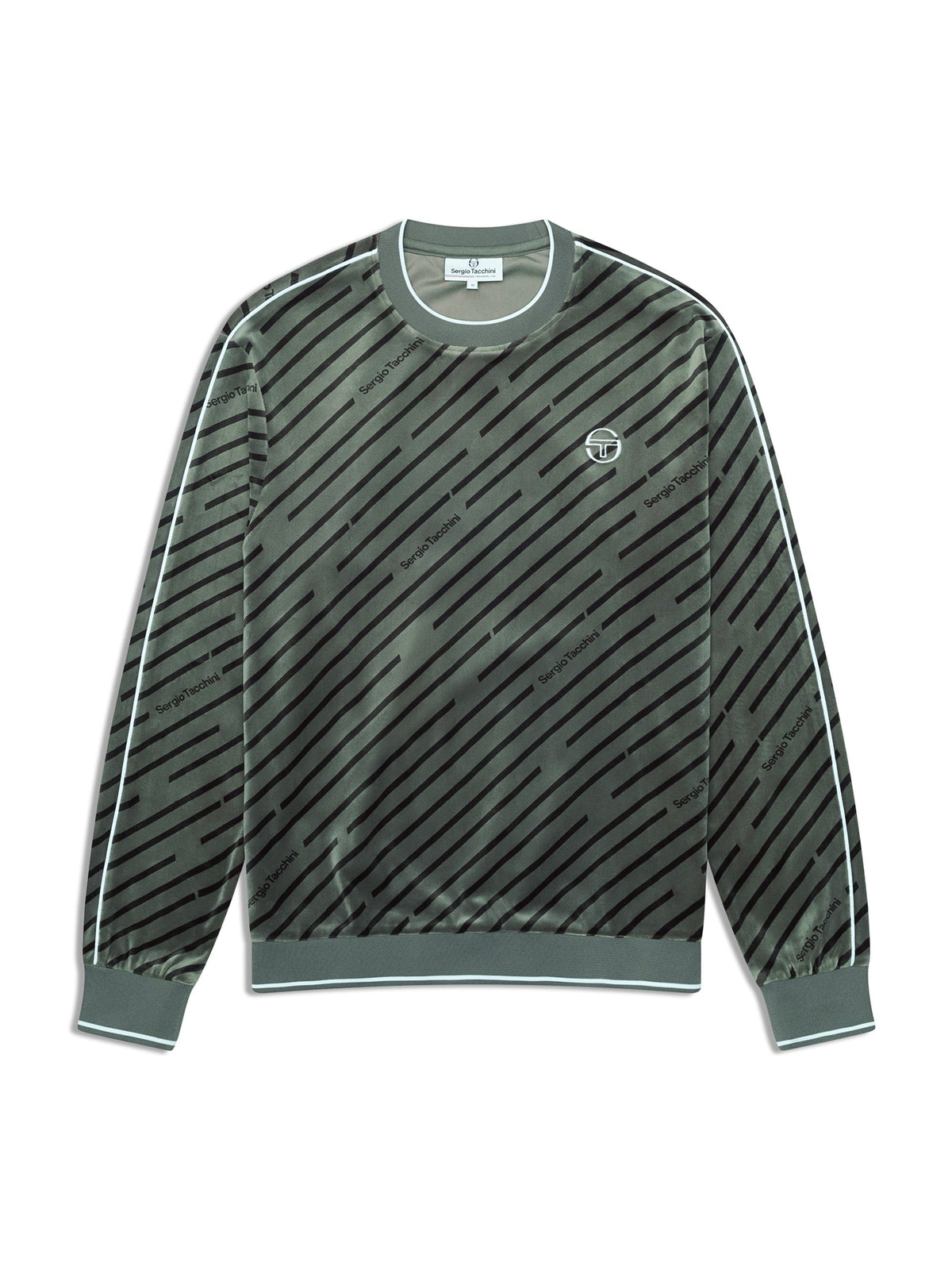 Obliquo Velour Crewneck-Agave Green