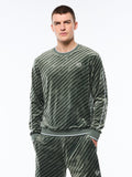 Obliquo Velour Crewneck-Agave Green