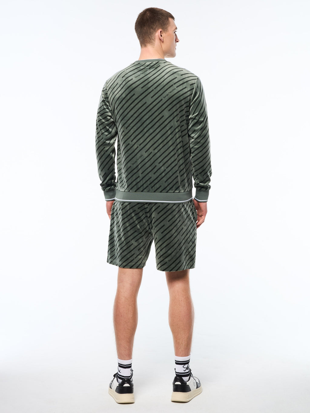 Obliquo Velour Crewneck-Agave Green