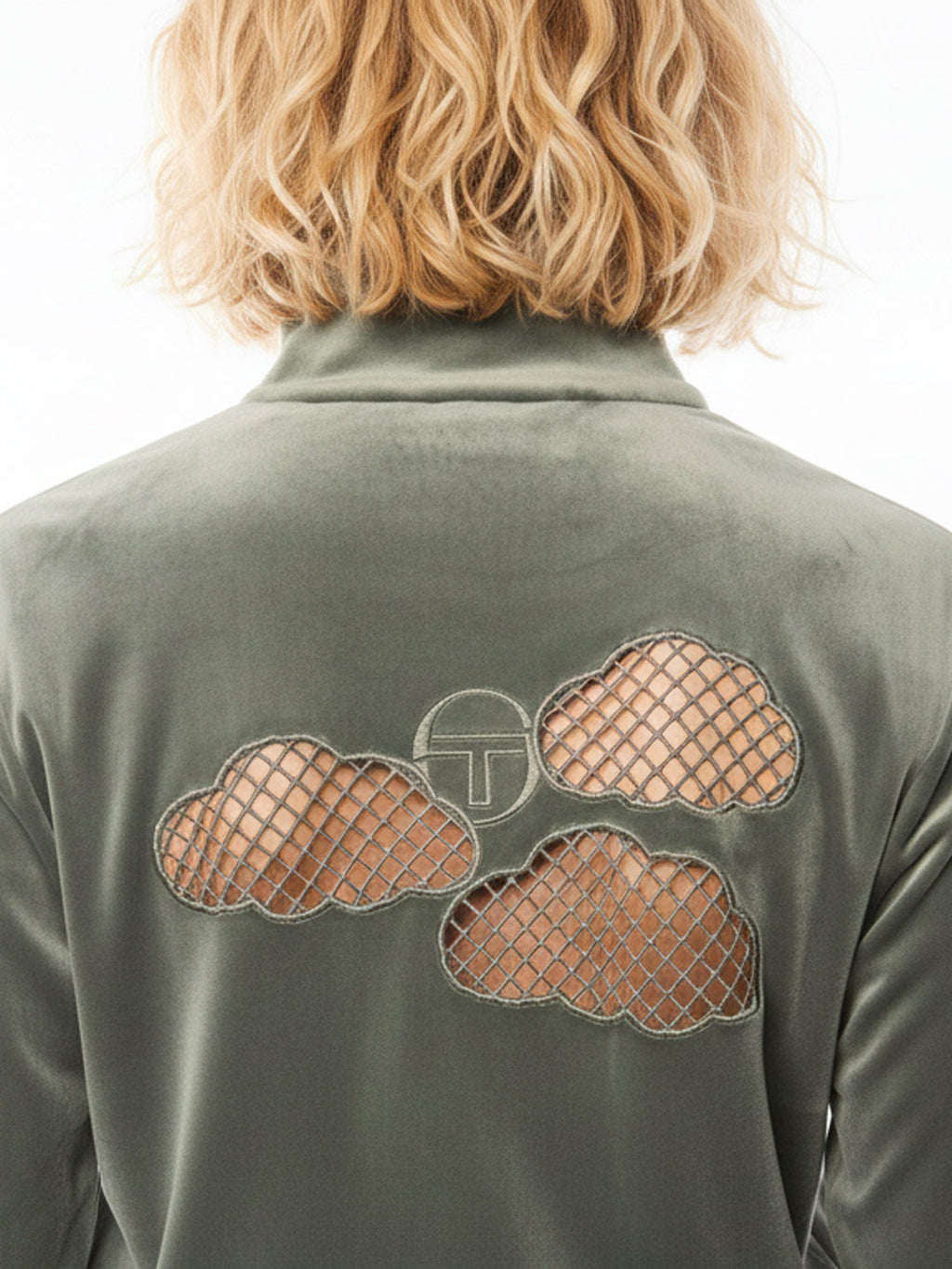 Nuvola Velour Track Jacket-Agave Green