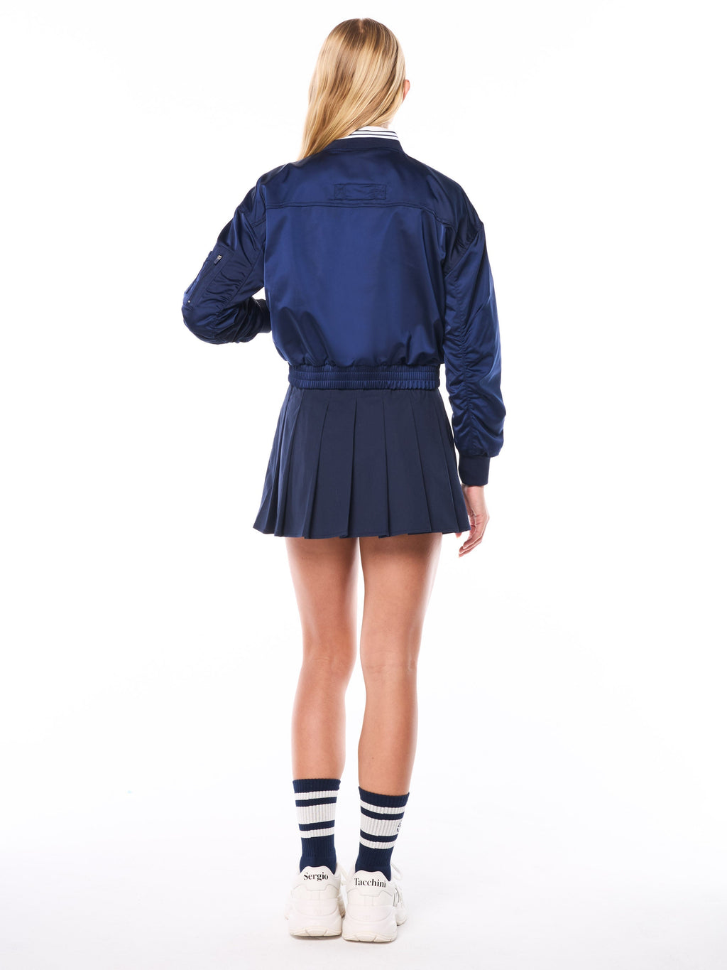 Women's Piano Bomber Jacket-Maritime Blue