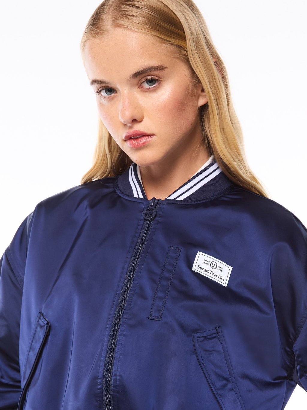 Women's Piano Bomber Jacket-Maritime Blue