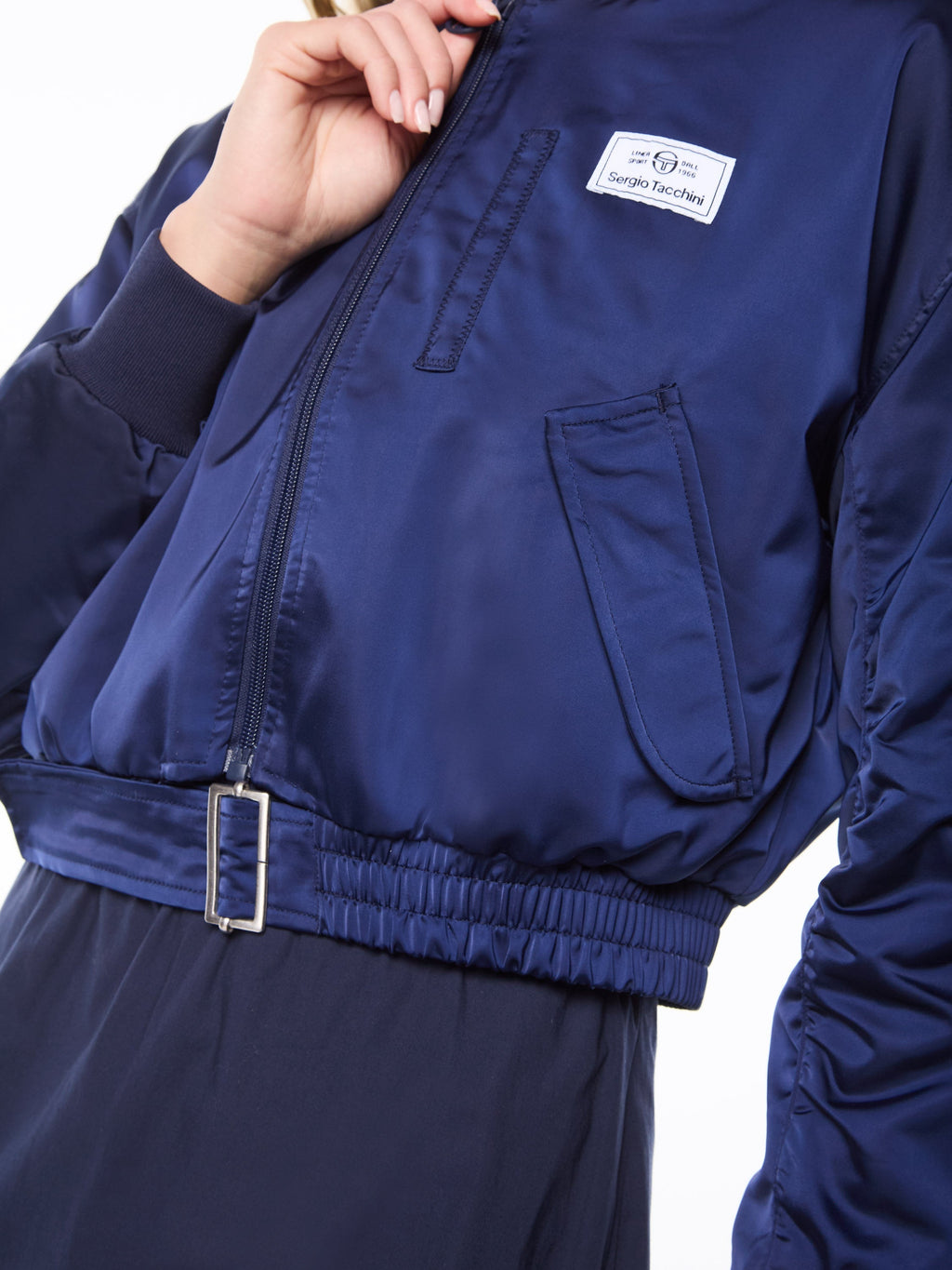 Women's Piano Bomber Jacket-Maritime Blue